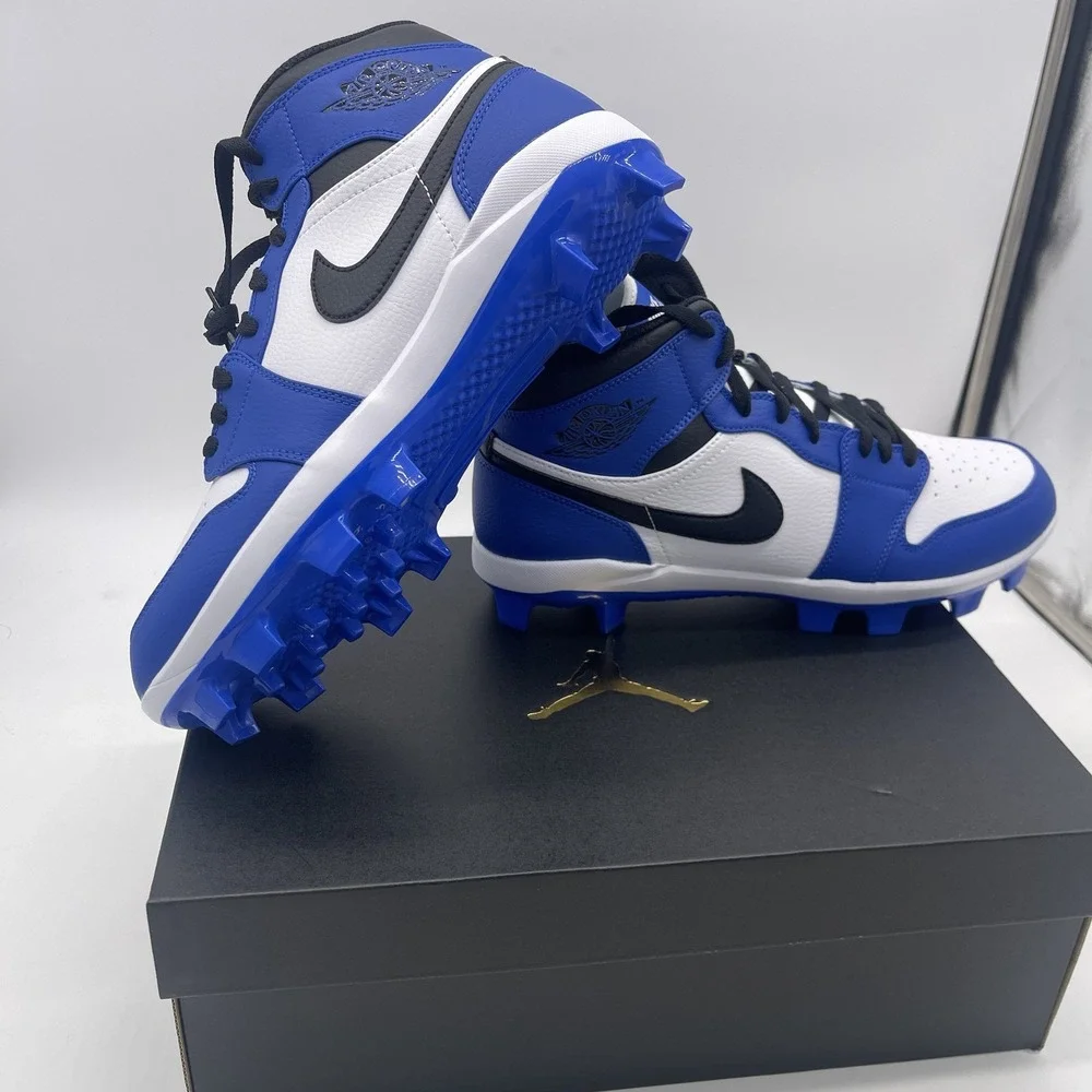 Air Jordan 1‎ Retro MCS Baseball Cleats Blue Black White AV5354-411 Men's 10.5